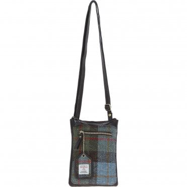 Authentic Ashwood Leather & Harris Tweed® Cloth Crossbody Bag Brown/Mcload: TW-29-01-BM