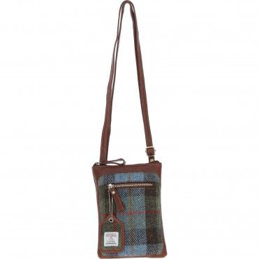 Authentic Ashwood Leather & Harris Tweed® Cloth Crossbody Bag Brown/Mcload: TW-29-02-TM