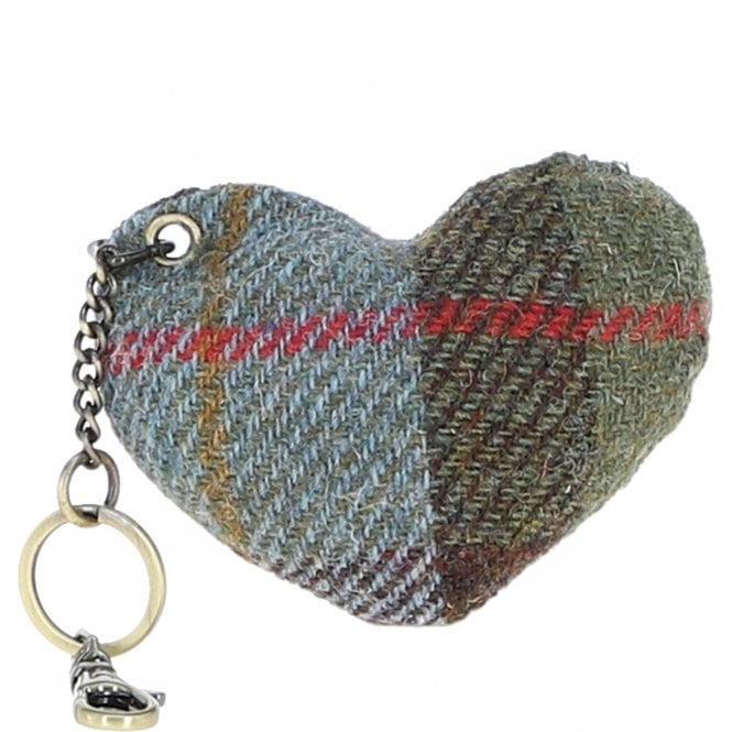 Ashwood Authentic Harris Tweed® Cloth Heart-Shaped Keychain Made By Leather Tan/Mcload: TW-53-02-TM