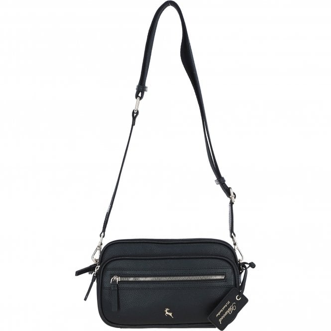 Ashwood Compact Twin Zip Leather Crossbody Bag Black: X-35