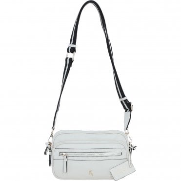 Compact Twin Zip Ashwood Leather Crossbody Bag White: X-35