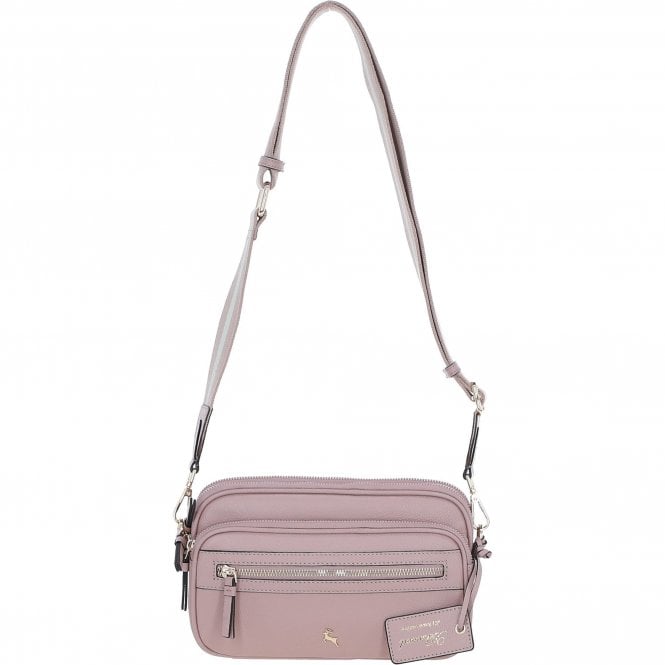 Ashwood Compact Twin Zip Leather Crossbody Bag Wood Rose: X-35