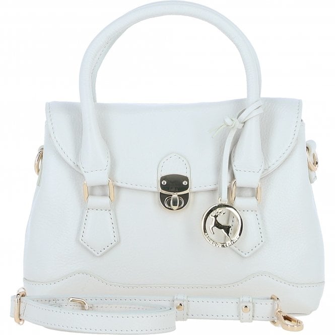 Ashwood Elegant Compact Handbag with Detachable Crossbody Strap White: Y-55