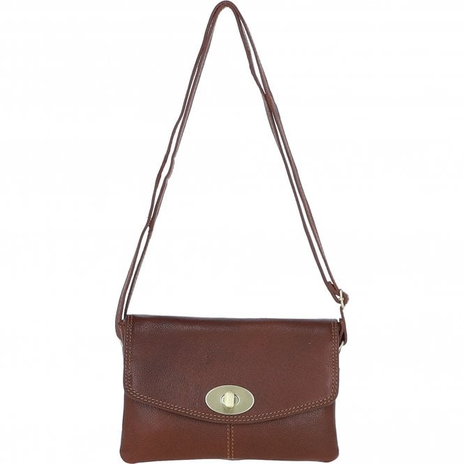 Ashwood Elegant Leather Crossbody Bag Tan: M-82