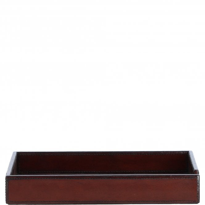 Ashwood Elegant Leather Desk Paper Tray Chestnut: LF-109