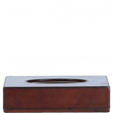 Elegant Ashwood Leather Tissue Box with Magnetic Bottom Chestnut: LF-116
