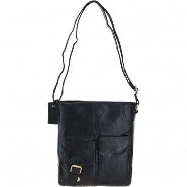 Elegant Ashwood Leather Unisex Crossbody Bag Black: G-19