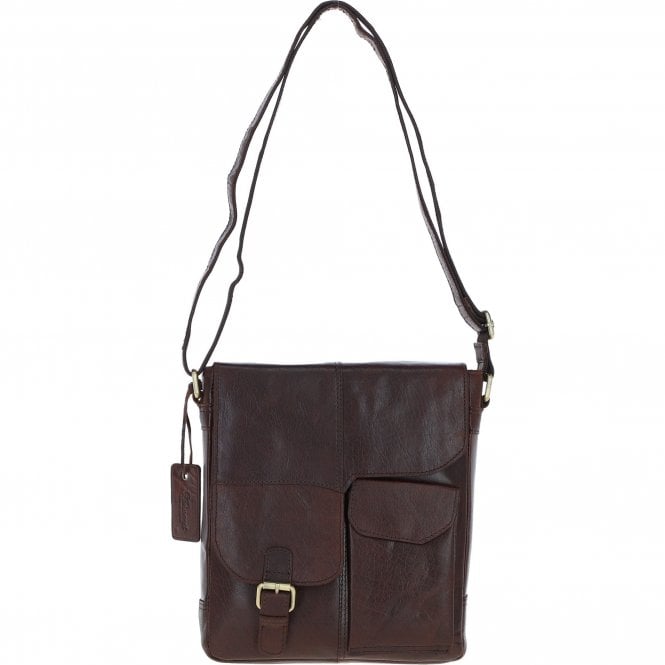 Ashwood Elegant Leather Unisex Crossbody Bag Brandy: G-19