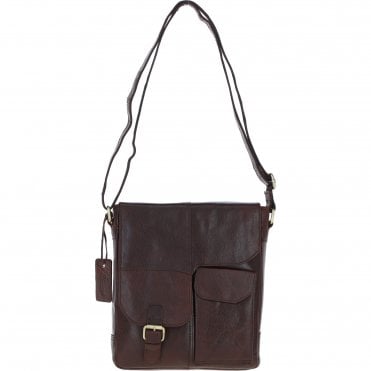 Elegant Ashwood Leather Unisex Crossbody Bag Brandy: G-19