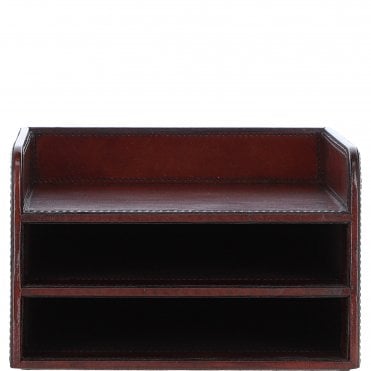 Executive Ashwood Leather Tripple Layer Paper Tray/Organizer Chestnut: LF-172
