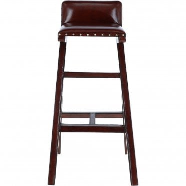 Exquisite Ashwood Leather Bar Stool with Low Back Chestnut: LF-136