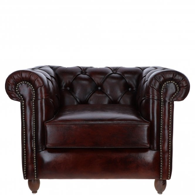 Ashwood Exquisite Leather Chesterfield Single Sofa Chestnut: LF-182