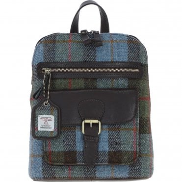 Exquisite Ashwood Leather & Harris Tweed® Cloth Backpack Brown/Mcload: TW-25-01-BM