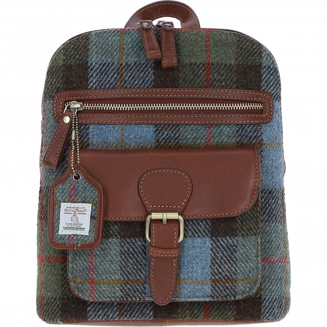 Ashwood Exquisite Leather & Harris Tweed® Cloth Backpack Tan/Mcload: TW-25-02-TM