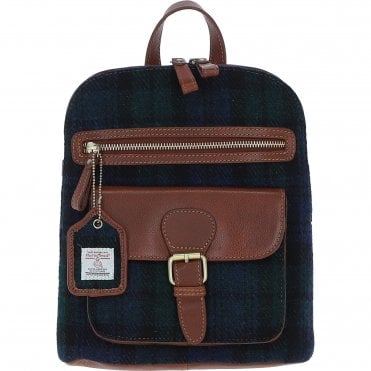Exquisite Ashwood Leather & Harris Tweed® Cloth Backpack Tan/Watch: TW-25-04-TW