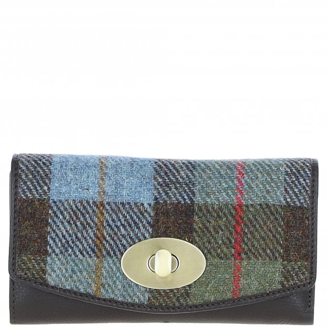 Ashwood Exquisite Leather & Harris Tweed® Cloth Twist-Lock Purse Brown/Mcload: TW-11-01-BM