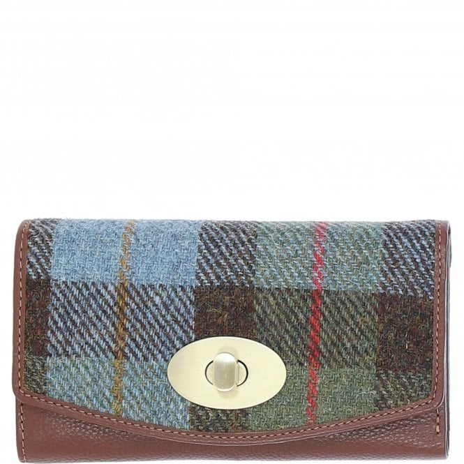 Ashwood Exquisite Leather & Harris Tweed® Cloth Twist-Lock Purse Tann/Mcload: TW-11-02-TM