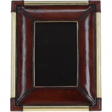 Exquisite Ashwood Leather Picture Frame (M) with Golden Accents Chestnut: LF-122