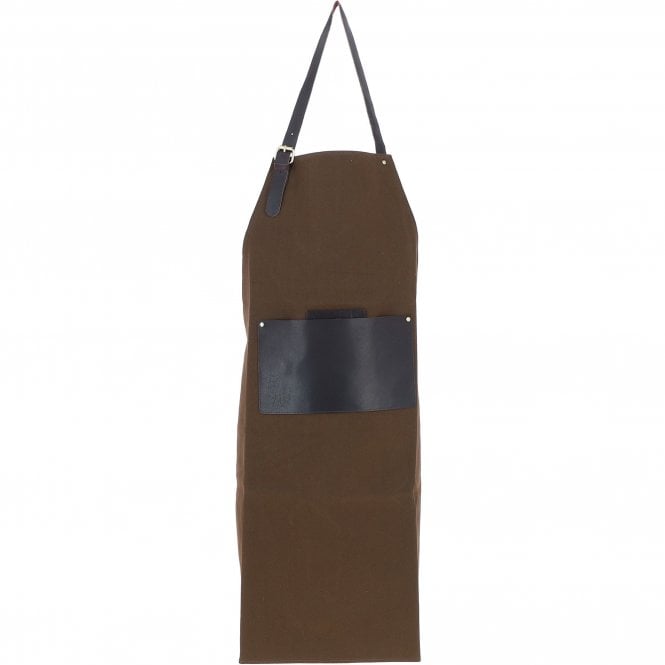 Fenland Canvas & Leather Apron Brandy/green: FEN-760