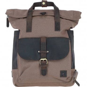 Fenland Canvas & Leather Backpack Mud/grey: FEN-755