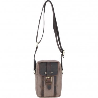 Fenland Canvas & Leather body Bag Mud/Grey: FEN-750