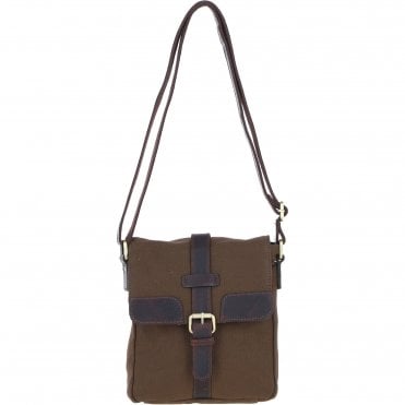 Fenland Canvas & Leather Crossbody Bag Brandy/green: FEN-753