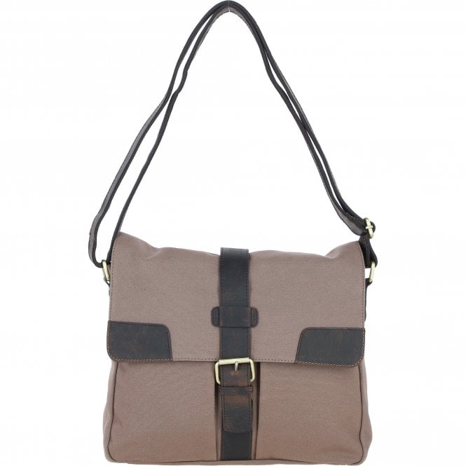 Fenland Canvas & Leather Crossbody Bag Mud/grey: FEN-754
