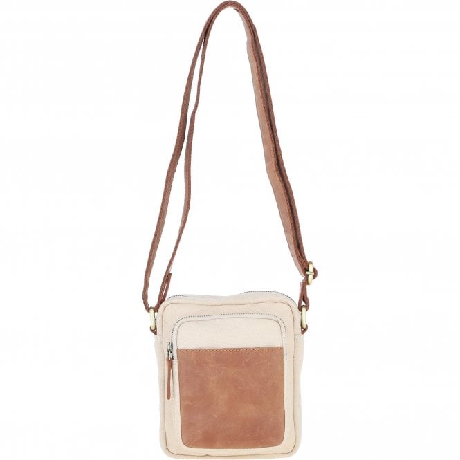 Fenland Canvas & Leather Crossbody Bag Tan/cream: FEN-751