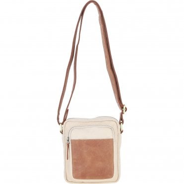 Fenland Canvas & Leather Crossbody Bag Tan/cream: FEN-751