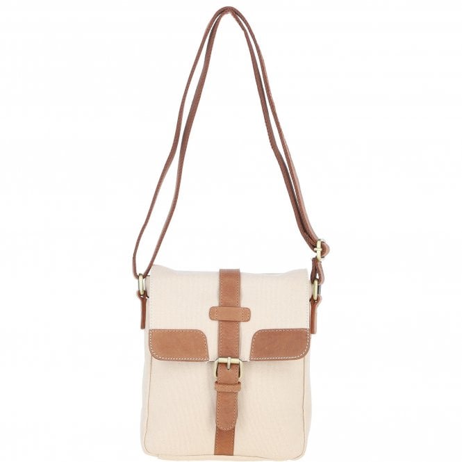 Fenland Canvas & Leather Crossbody Bag Tan/cream: FEN-753