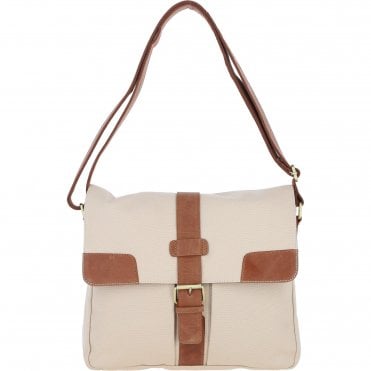 Fenland Canvas & Leather Crossbody Bag Tan/cream: FEN-754