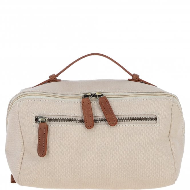 Fenland Canvas & Leather Wash Bag Tan/cream: FEN-759