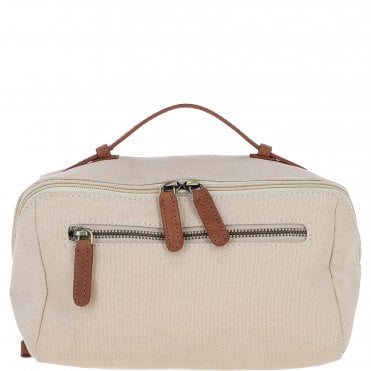 Fenland Canvas & Leather Wash Bag Tan/cream: FEN-759