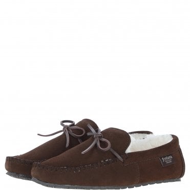 Fenland Classic Mens Suede Sheepskin Maverick Slippers Brown