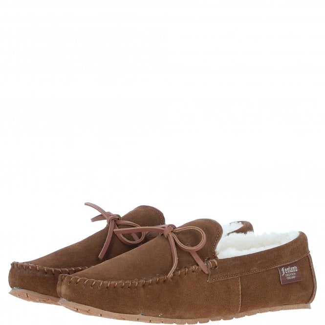 Fenland Classic Mens Suede Sheepskin Maverick Slippers Chestnut