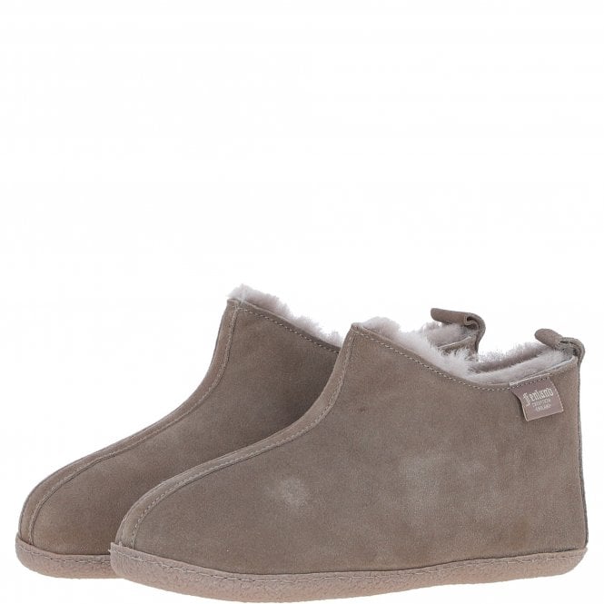Fenland Classic Suede Sheepskin Bootie Slippers Taupe: DARWIN