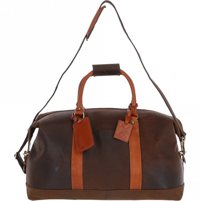 Fenland Cow Oily Leather Large Weekend Holdall Brown/Tan: FEN-786