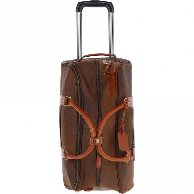Fenland Cow Oily Leather Wheeled Weekend Travel Holdall Brown/Tan: FEN-780