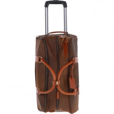 Cow Oily Leather Wheeled Weekend Travel Holdall Brown/Tan: FEN-780