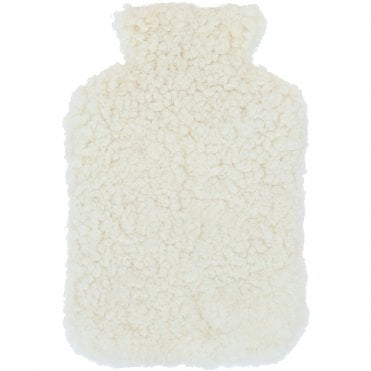 Fenland Curly Wool Hot Water Bottle Cover Ivory 2L