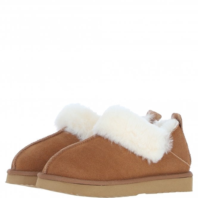 Fenland Ladies Sheepskin Shoes Tan: Petra