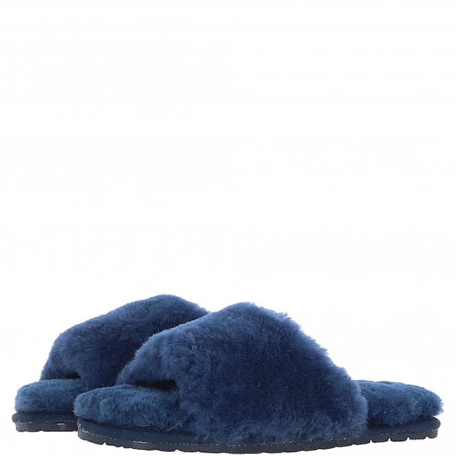 Fenland Ladies Sheepskin Sliders Navy: Suzy