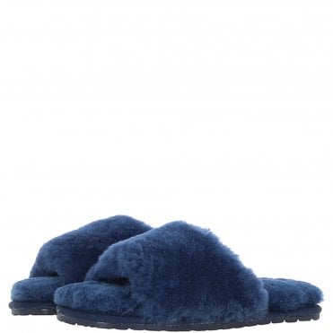 Fenland Ladies Sheepskin Sliders Navy: Suzy