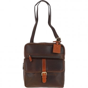 Fenland Medium Cow Oily Leather Messenger Bag Brown/Tan Buff: FEN-783