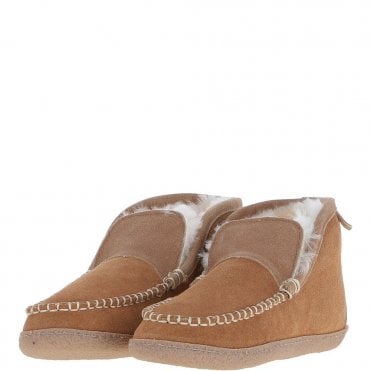 Men's Classic Suede Sheepskin Booties Slippers Tan: Bentley