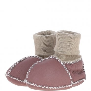 Fenland Unisex Kids Sheepskin Booties Dusty Pink: Cuties