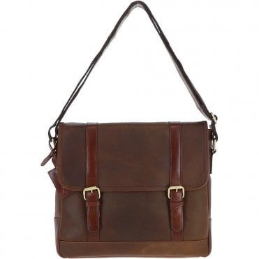 Vintage Cow Oily Leather Messenger Bag Brown/Brandy: FEN-785