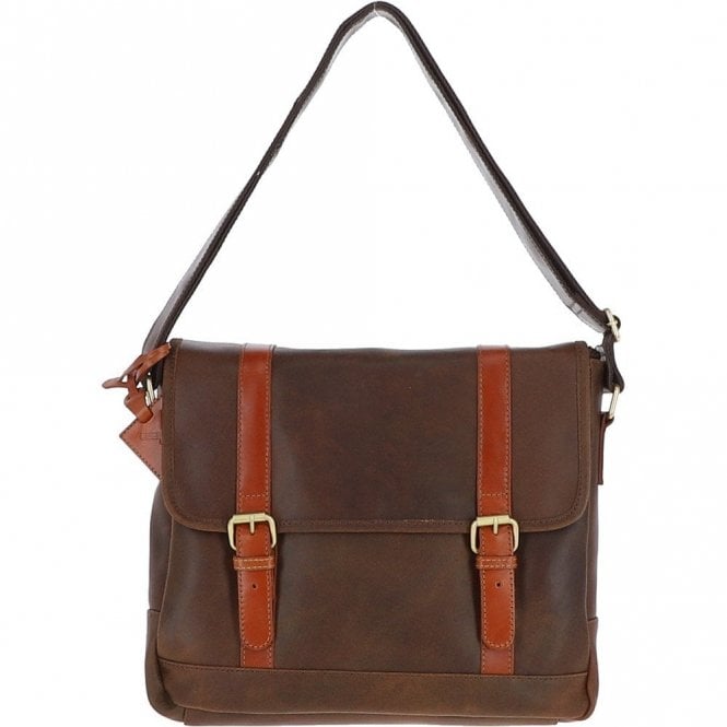 Fenland Vintage Cow Oily Leather Messenger Bag Brown/Tan: FEN-785