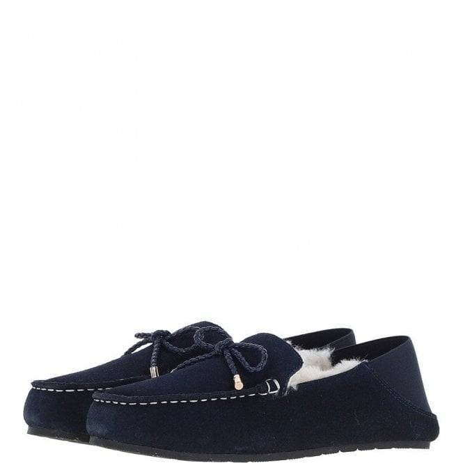 Fenland Women's Classic Suede Sheepskin Moccasins Navy: Megan