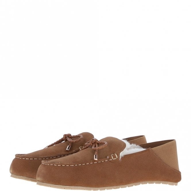 Fenland Women's Classic Suede Sheepskin Moccasins Tan: Megan